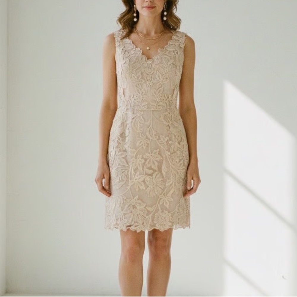 Kobi Halperin Emme Lace Dress 8 Silk Embroidered Floral Pockets V-neck Cocktail